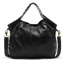 Depeche shopper taske i sort lækkert kalveskind