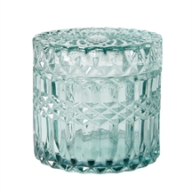 Speedtsberg glas krukke med låg i aqua farve