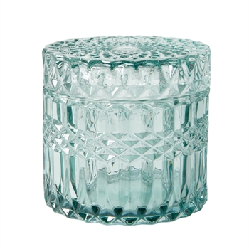Speedtsberg glas krukke med låg i aqua farve