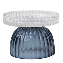 Speedtsberg lysestage og vase i blå og klar glas